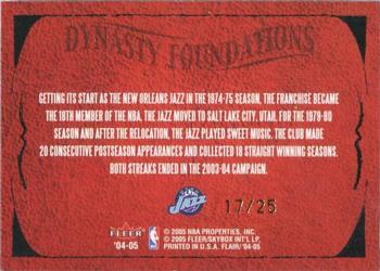 2004-05 Flair - Dynasty Foundations Gold #NNO John Stockton / Pete Maravich / Karl Malone / Adrian Dantley / Andrei Kirilenko Back