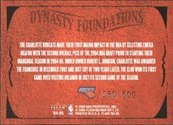 2004-05 Flair - Dynasty Foundations Gold #NNO Emeka Okafor / Gerald Wallace / Primoz Brezec / Keith Bogans / Jason Hart Back