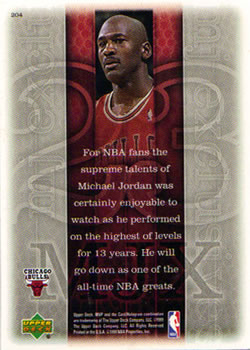 1999-00 Upper Deck MVP #204 Michael Jordan Back
