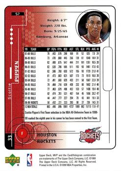 1999-00 Upper Deck MVP #57 Scottie Pippen Back