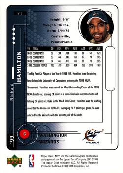 1999-00 Upper Deck MVP #213 Richard Hamilton Back