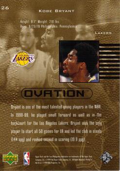 1999-00 Upper Deck Ovation #26 Kobe Bryant Back