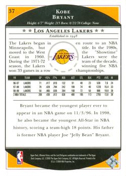 1999-00 Upper Deck Ultimate Victory #37 Kobe Bryant Back