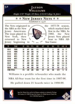 1999-00 Upper Deck Ultimate Victory #52 Jayson Williams Back