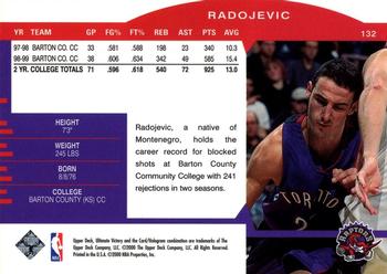 1999-00 Upper Deck Ultimate Victory #132 Aleksandar Radojevic Back