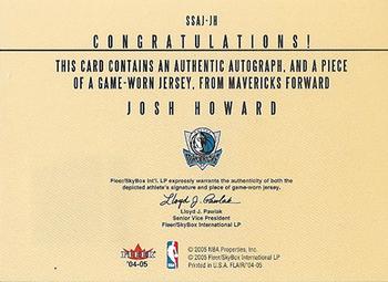 2004-05 Flair - Significant Signings Jerseys #SSAJ-JH Josh Howard Back