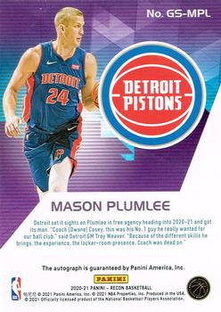 2020-21 Panini Recon - Glorified Signatures #GS-MPL Mason Plumlee Back