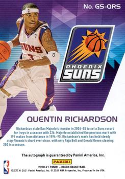 2020-21 Panini Recon - Glorified Signatures #GS-QRS Quentin Richardson Back