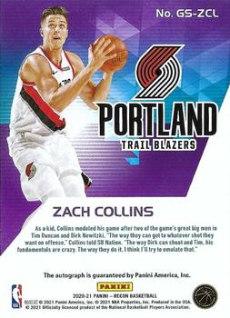 2020-21 Panini Recon - Glorified Signatures #GS-ZCL Zach Collins Back