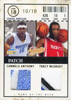 2004-05 Fleer Authentix - Game of the Week Patches #JAGW-AM Carmelo Anthony / Tracy McGrady Front