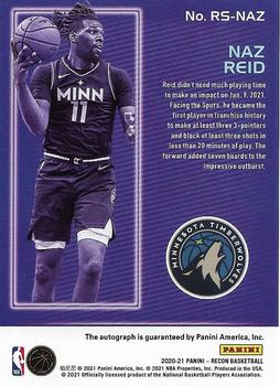 2020-21 Panini Recon - Recon Signatures Red #RS-NAZ Naz Reid Back