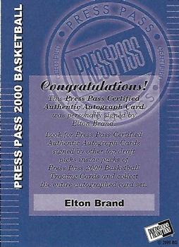 2000 Press Pass - Autographs #NNO Elton Brand Back