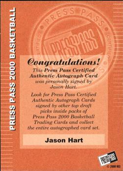 2000 Press Pass - Autographs #NNO Jason Hart Back