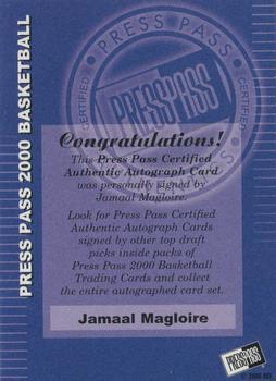 2000 Press Pass - Autographs #NNO Jamaal Magloire Back