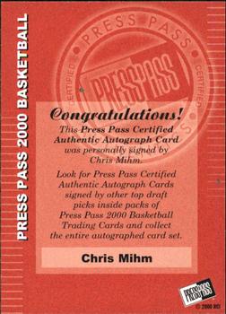 2000 Press Pass - Autographs #NNO Chris Mihm Back