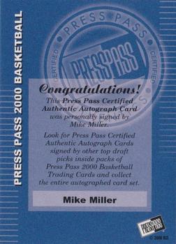 2000 Press Pass - Autographs #NNO Mike Miller Back