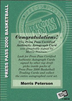 2000 Press Pass - Autographs #NNO Morris Peterson Back