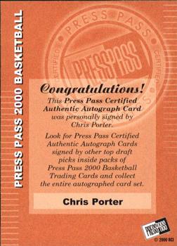 2000 Press Pass - Autographs #NNO Chris Porter Back