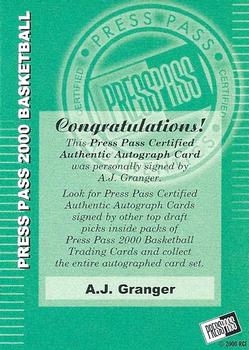 2000 Press Pass - Autographs #NNO A.J. Granger Back