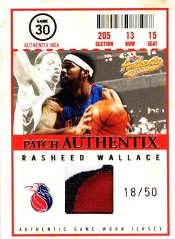 2004-05 Fleer Authentix - Jerseys Patches #JA-RW Rasheed Wallace Front