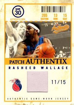 2004-05 Fleer Authentix - Jerseys Patches (15) #JA-RW Rasheed Wallace Front