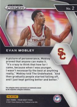 2021 Panini Prizm Draft Picks #2 Evan Mobley Back