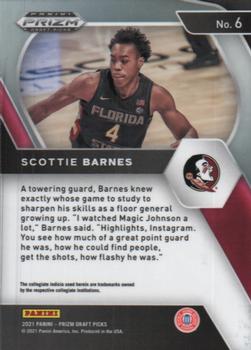2021 Panini Prizm Draft Picks #6 Scottie Barnes Back