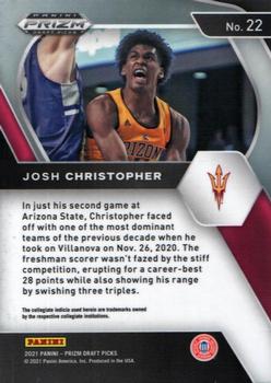 2021 Panini Prizm Draft Picks #22 Josh Christopher Back