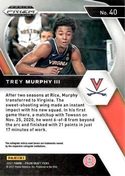 2021 Panini Prizm Draft Picks #40 Trey Murphy III Back