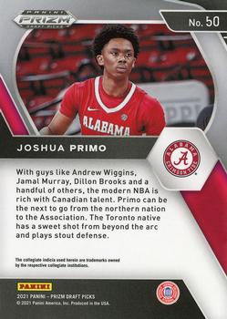 2021 Panini Prizm Draft Picks #50 Joshua Primo Back