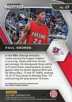 2021 Panini Prizm Draft Picks #69 Paul George Back