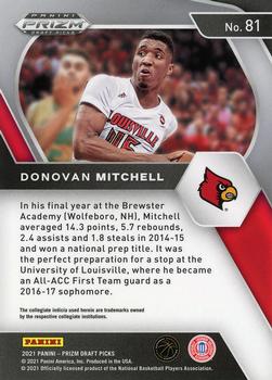 2021 Panini Prizm Draft Picks #81 Donovan Mitchell Back
