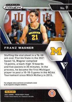 2021 Panini Prizm Draft Picks #9 Franz Wagner Back