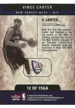 2004-05 Fleer Genuine - Genuine Article #12GA Vince Carter Back