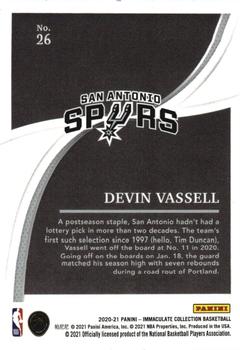 2020-21 Panini Immaculate Collection #26 Devin Vassell Back