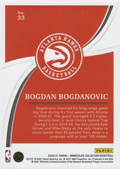 2020-21 Panini Immaculate Collection #33 Bogdan Bogdanovic Back
