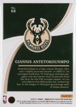 2020-21 Panini Immaculate Collection #68 Giannis Antetokounmpo Back