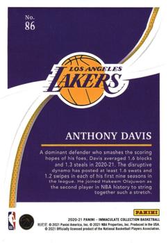 2020-21 Panini Immaculate Collection #86 Anthony Davis Back