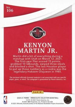 2020-21 Panini Immaculate Collection #106 Kenyon Martin Jr. Back