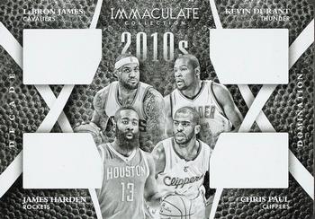 2014-15 Panini Immaculate Collection - Decade Domination Quads - Black Printing Plate #20 Chris Paul / James Harden / LeBron James  / Kevin Durant Front
