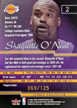 2004-05 Fleer Showcase - Legacy #2 Shaquille O'Neal Back