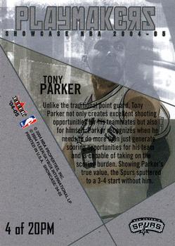 2004-05 Fleer Showcase - Playmakers #4PM Tony Parker Back