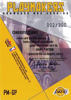 2004-05 Fleer Showcase - Playmakers Jerseys (300) #PM-GP Gary Payton Back