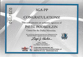 2004-05 Fleer Showcase - Signature Showcase #SGA-PP Pavel Podkolzin Back