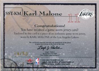 2004-05 Fleer Sweet Sigs - Sweet Stitches Patches #SST-KM Karl Malone Back
