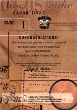 2004-05 Fleer Sweet Sigs - Sweet Stroke Jerseys #SS/BD Baron Davis Back