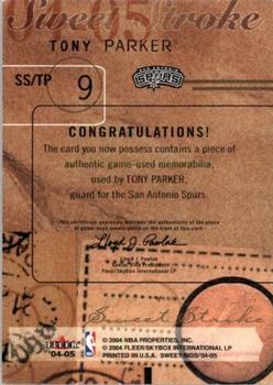 2004-05 Fleer Sweet Sigs - Sweet Stroke Jerseys #SS/TP Tony Parker Back