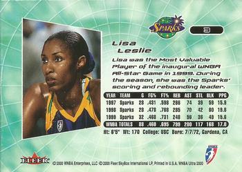 2000 Ultra WNBA #3 Lisa Leslie Back