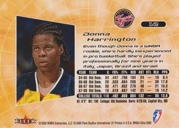 2000 Ultra WNBA #12 Donna Harrington Back