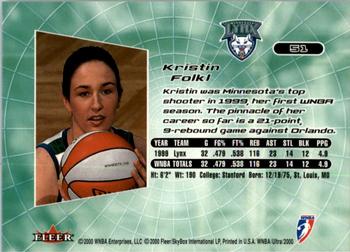 2000 Ultra WNBA #51 Kristin Folkl Back